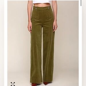 Olive Green Wide-Leg Corduroy